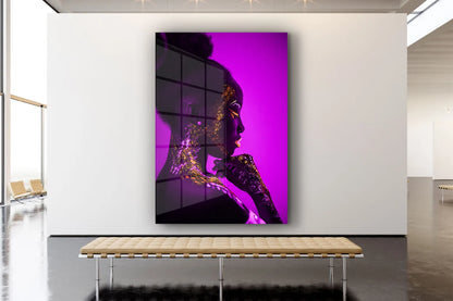 Elegant Neon Woman UV Direct Aluminum Print Australian Made Quality