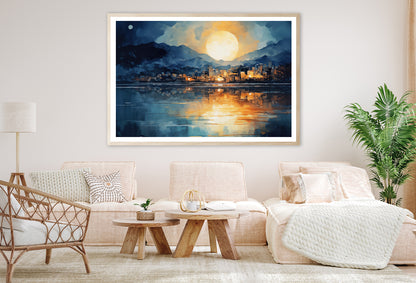 Painting Of a City with a Body of Water Home Decor Premium Quality Poster Print Choose Your Sizes