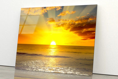 Sunset In Sea Acrylic Glass Print Tempered Glass Wall Art 100% Made in Australia Ready to Hang