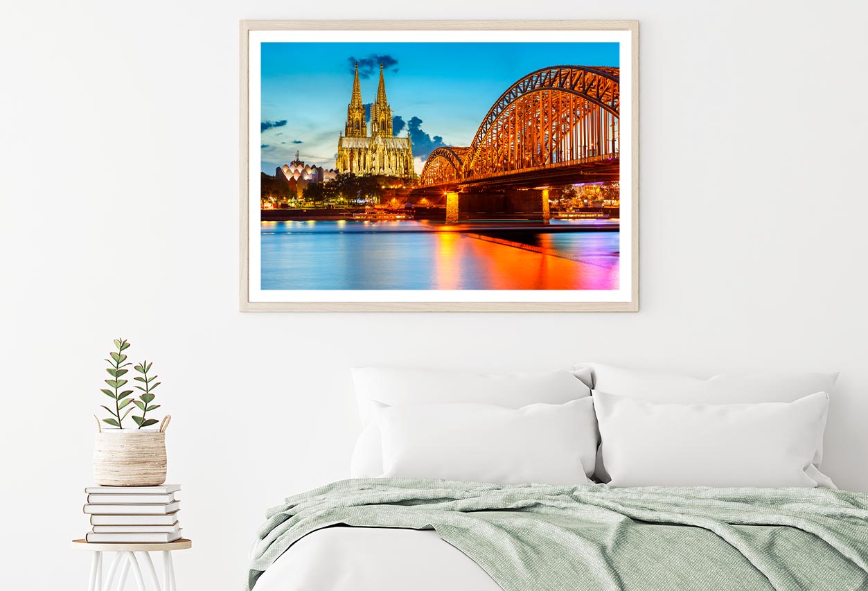 View On Cologne Cathedral and Hohenzollern Bridge, Germany Home Decor Premium Quality Poster Print Choose Your Sizes