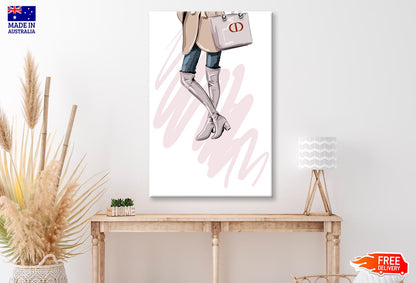 Elegant Pink Boots with Handbag Wall Art Limited Edition High Quality Print