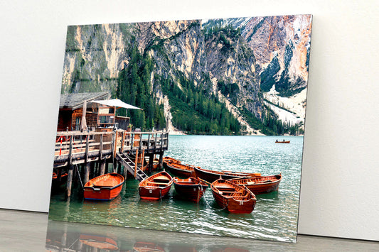 Boathouse Dolomites in Italy Acrylic Glass Print Tempered Glass Wall Art 100% Made in Australia Ready to Hang
