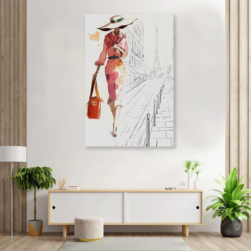 Fashion Girl Red Bag 3D Design Acrylic Glass Print Tempered Glass Wall Art 100% Made in Australia Ready to Hang