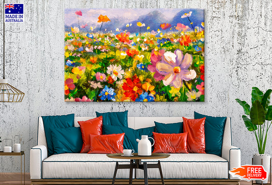 Landscape Colorful Flower Meadow Oil Painting Wall Art Limited Edition High Quality Print