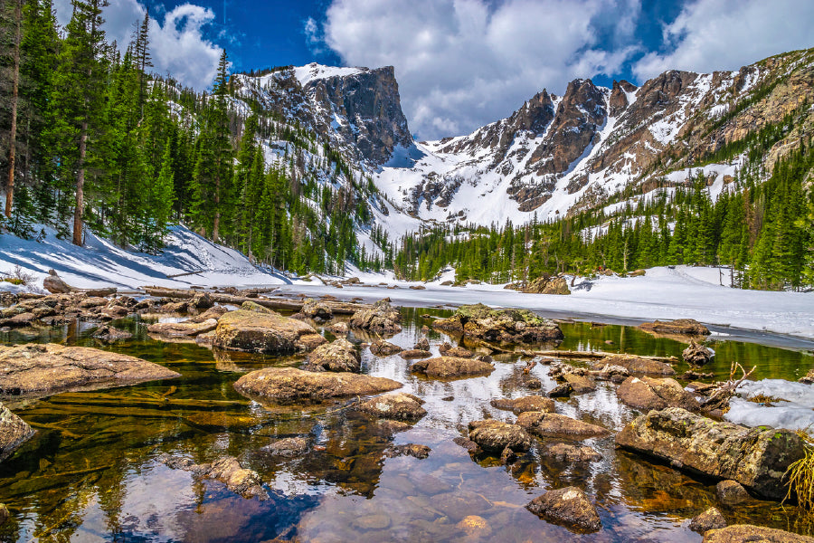 Hike To Dream Lake In Mountain Glass Framed Wall Art, Ready to Hang Quality Print