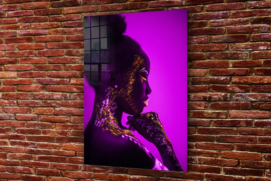 Elegant Neon Woman UV Direct Aluminum Print Australian Made Quality