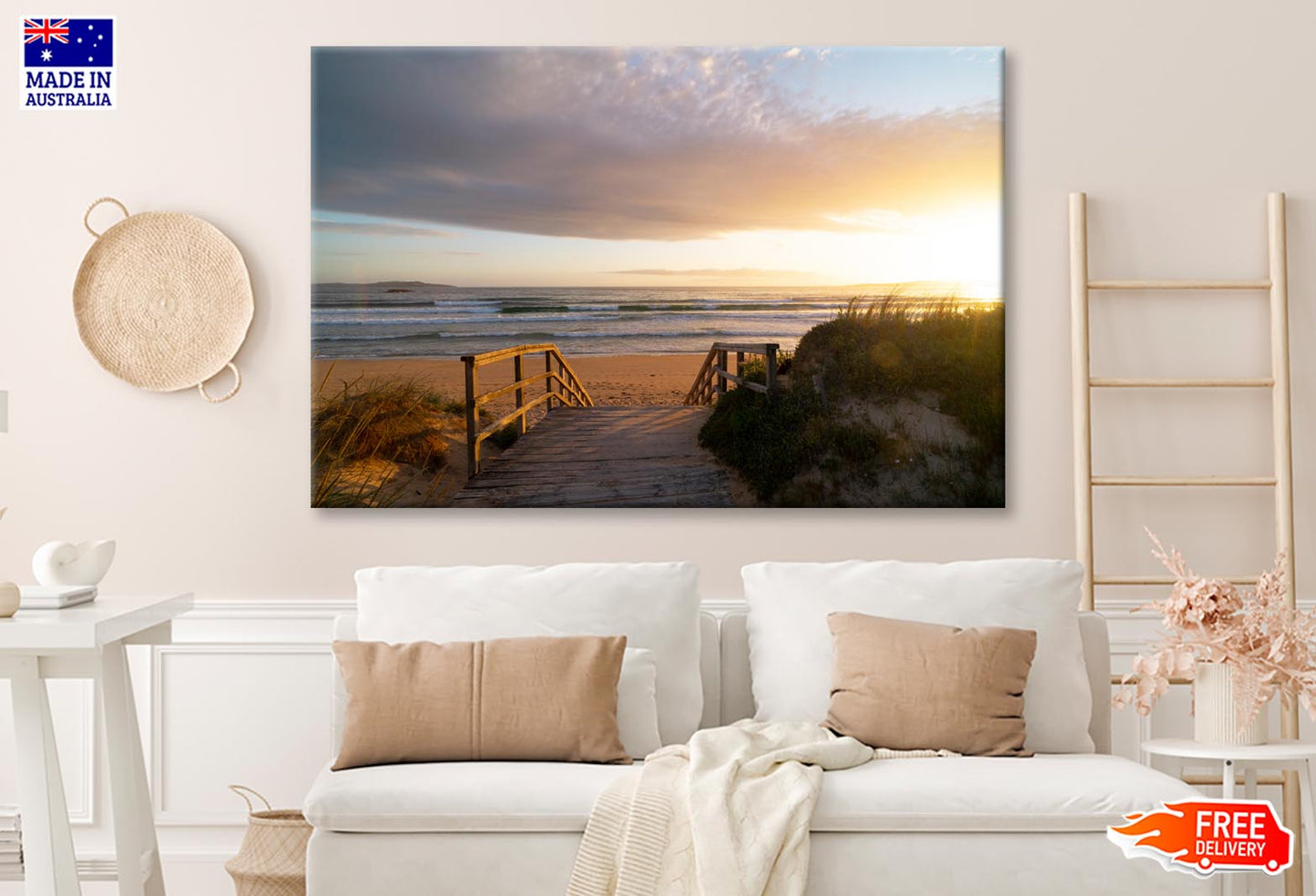 A Wooden Bridge Leads to The Beach Wall Art Decor 100% Australian Made