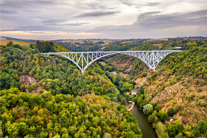 A Railway Bridge In Aveyron Glass Framed Wall Art, Ready to Hang Quality Print