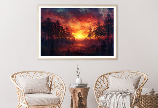 Sunset on the River with Trees Home Decor Premium Quality Poster Print Choose Your Sizes