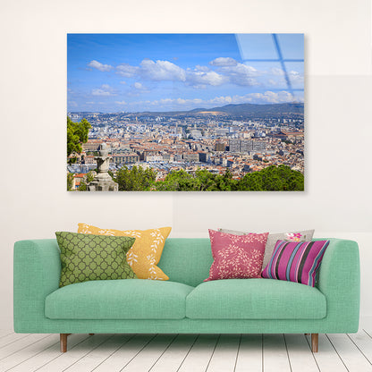 City Of Marseille with Blue Sky Acrylic Glass Print Tempered Glass Wall Art 100% Made in Australia Ready to Hang