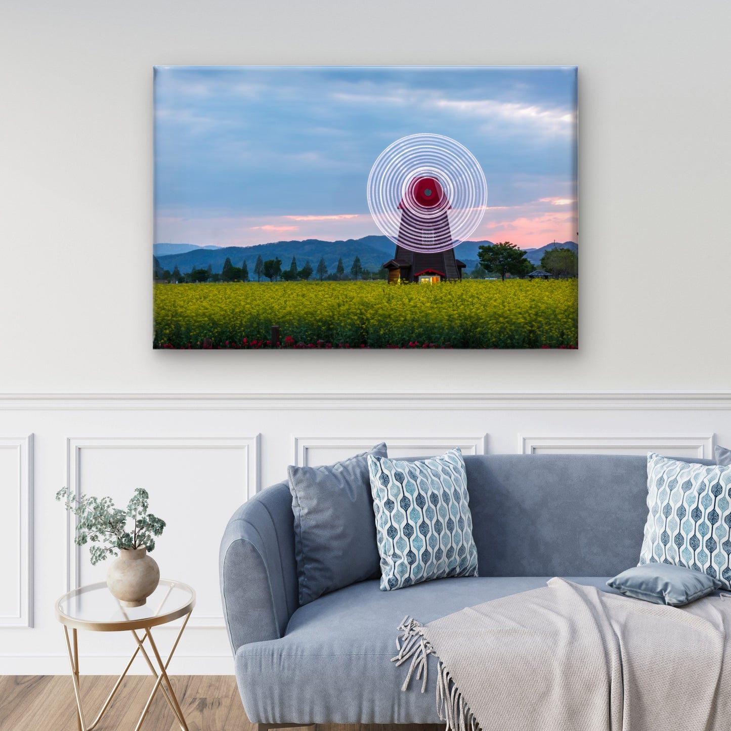 Windmill Rapeseed Field Wall Art Decor 100% Australian Made