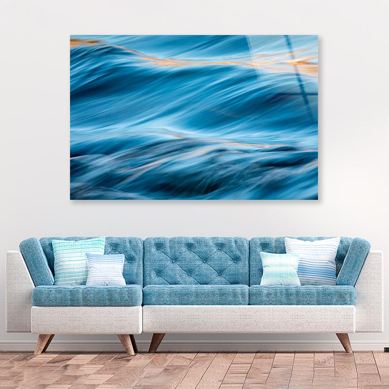 River Water Flowing with Light Reflecting Acrylic Glass Print Tempered Glass Wall Art 100% Made in Australia Ready to Hang