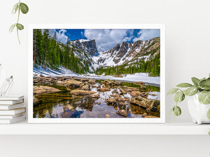 Hike To Dream Lake In Mountain Glass Framed Wall Art, Ready to Hang Quality Print Without White Border White