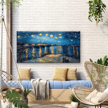 Starry Night Over The River Wall Art Canvas Office Home Room Framed 120x60cm