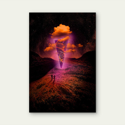 Neon landscape: Triangle 60x90cm Metal Print Ready to Hang