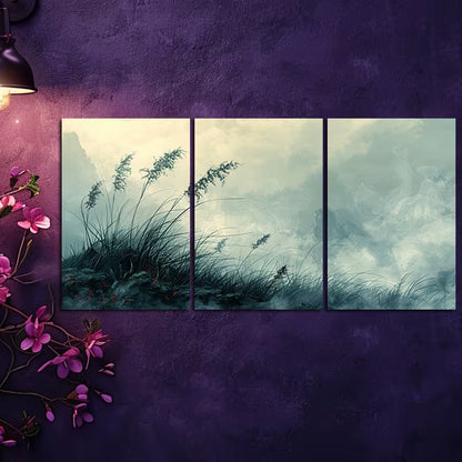 3pcs Abstract Grass Landscape Wall Art Set Canvas Framed 50x70cm - High Quality Print 100% Australian Made Wall Canvas Ready to Hang