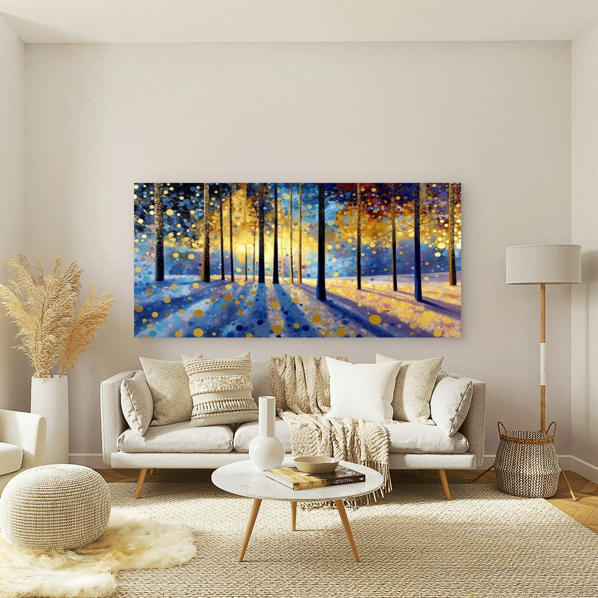 Golden Light Forest Wall Art Canvas Office Home Room Framed 120x60cm