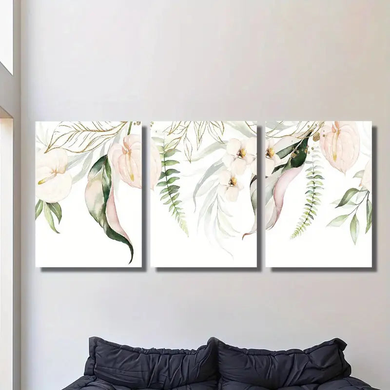 3pcs Minimalist Lily Flower Poster Plant Canvas Metal Print Ready to Hang Art