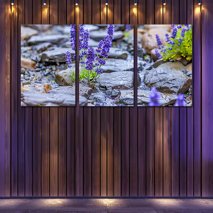 3pcs Sun-Drenched Meadow with Rocks Wall Art Set Canvas Framed 40x60cm - High Quality Print 100% Australian Made Wall Canvas Ready to Hang