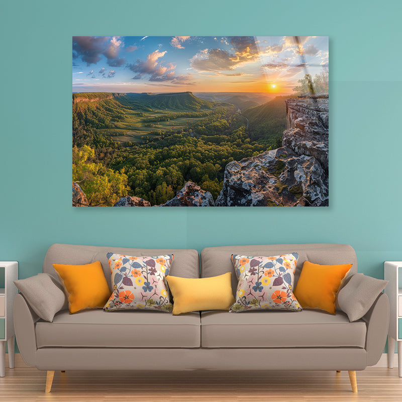 Trees and Hills, Sky View Acrylic Glass Print Tempered Glass Wall Art 100% Made in Australia Ready to Hang