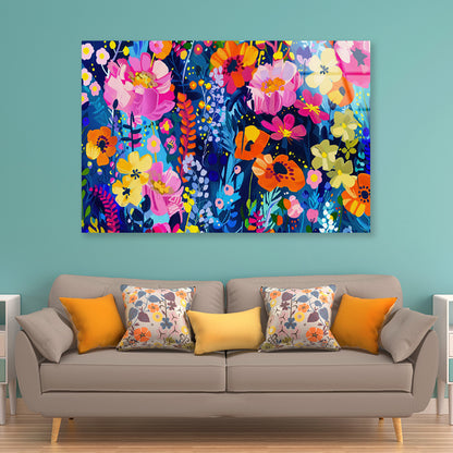 Colorful and Abstract Design with a Flower Acrylic Glass Print Tempered Glass Wall Art 100% Made in Australia Ready to Hang