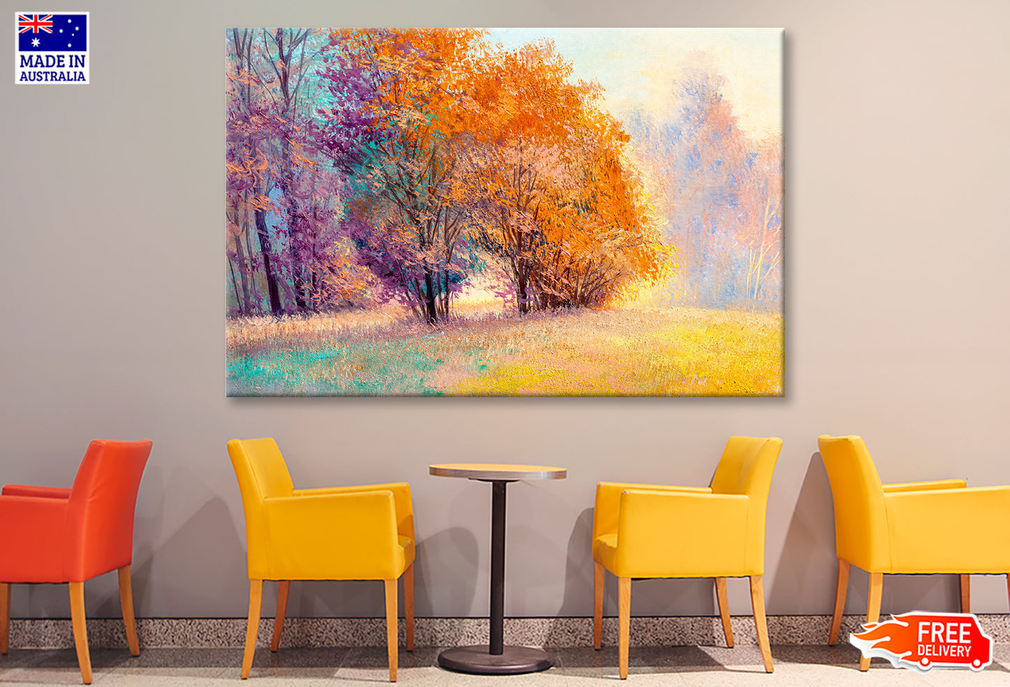 Autumn Forest With Orange Leaves Trees Oil Painting Wall Art Limited Edition High Quality Print