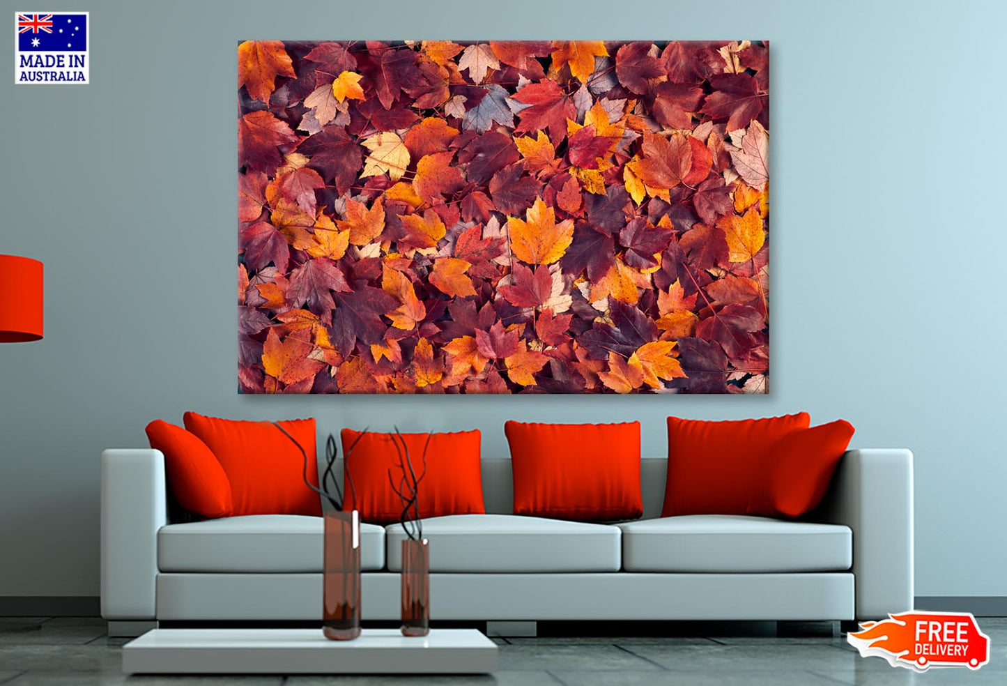 Autumn Leaves Closeup View Wall Art Decor 100% Australian Made