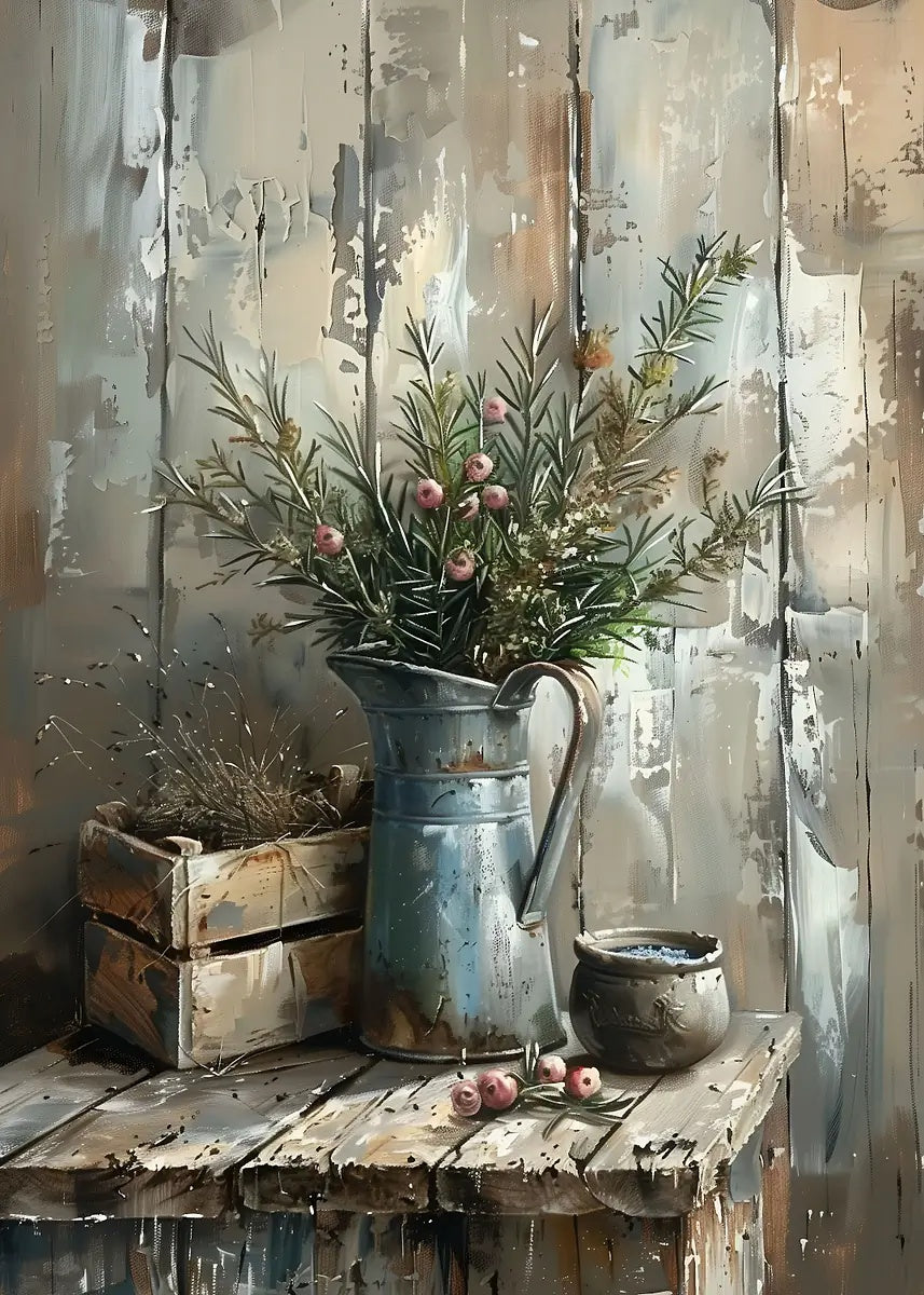 Rustic Rosemary and Berries 60x90cm Metal Print Ready to Hang