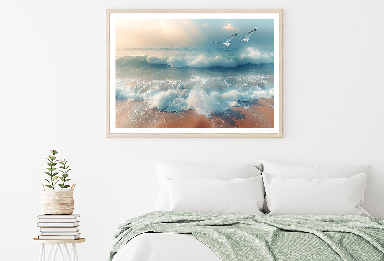 Birds Flying Over a Beach Home Decor Premium Quality Poster Print Choose Your Sizes