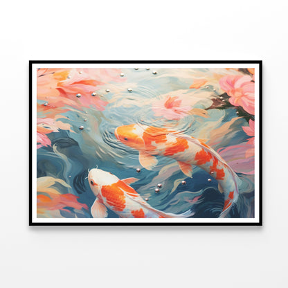 Painting Of a Group of Fish Swimming In Water Home Decor Premium Quality Poster Print Choose Your Sizes