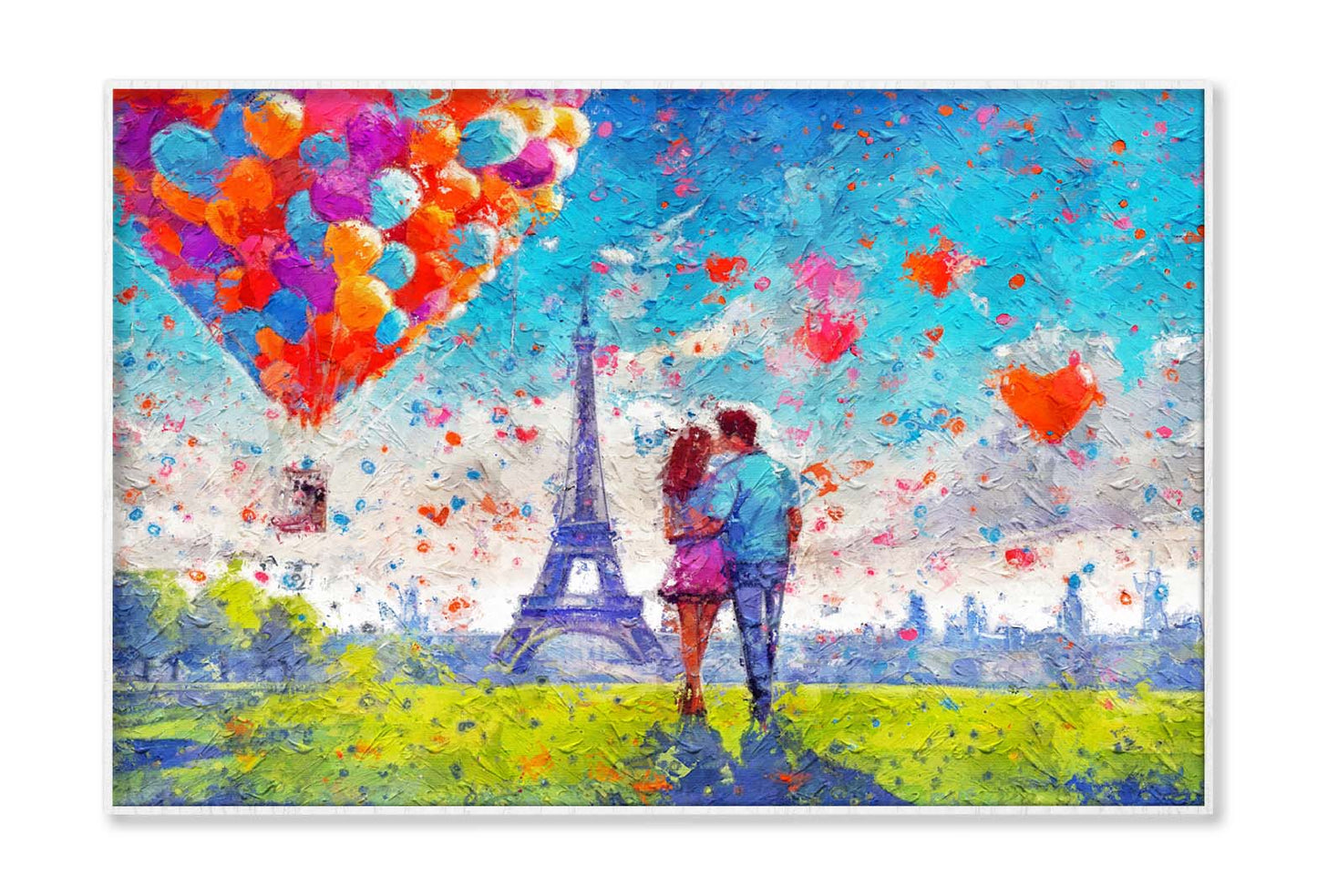 Young Couple In Love Enjoying Eiffel Tower In Paris Wall Art Limited Edition High Quality Print