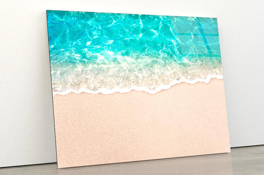 Soft Blue Ocean Wave or Clear Sea on Clean Sandy Beach Acrylic Glass Print Tempered Glass Wall Art 100% Made in Australia Ready to Hang