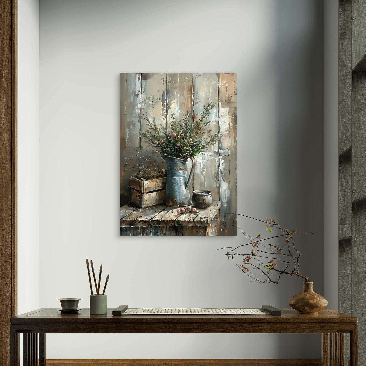 Rustic Rosemary and Berries 60x90cm Metal Print Ready to Hang