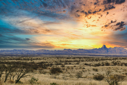 Desert Grassland with a Sunset & Mountains Home Decor Premium Quality Poster Print Choose Your Sizes