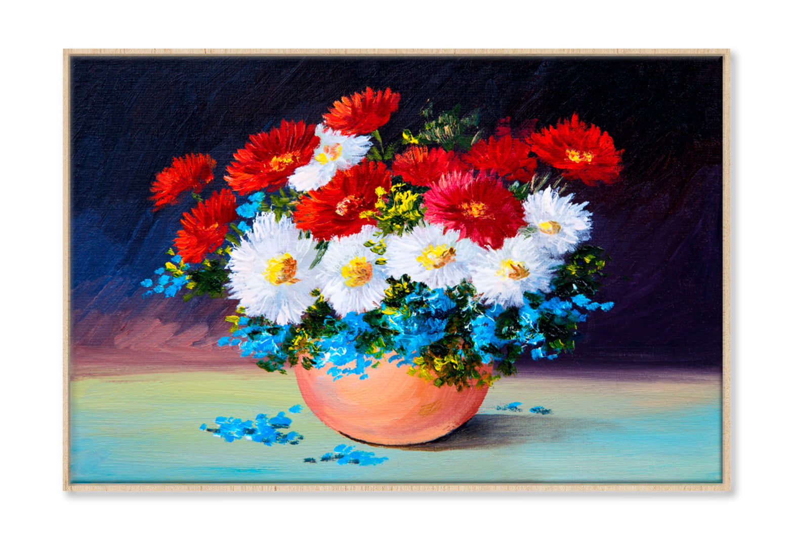 Spring Flowers, Still Life Oil Painting Limited Edition High Quality Print Canvas Box Framed Natural