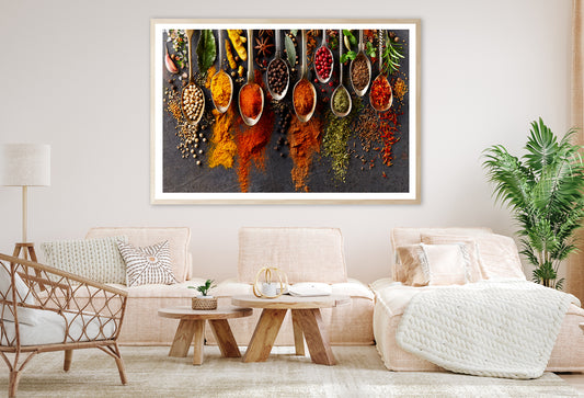 Different Types Spices on Spoons Home Decor Premium Quality Poster Print Choose Your Sizes