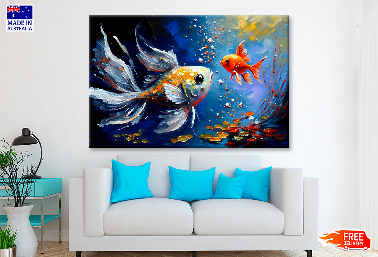 Gold Fish Oil Painting Limited Edition High Quality Print