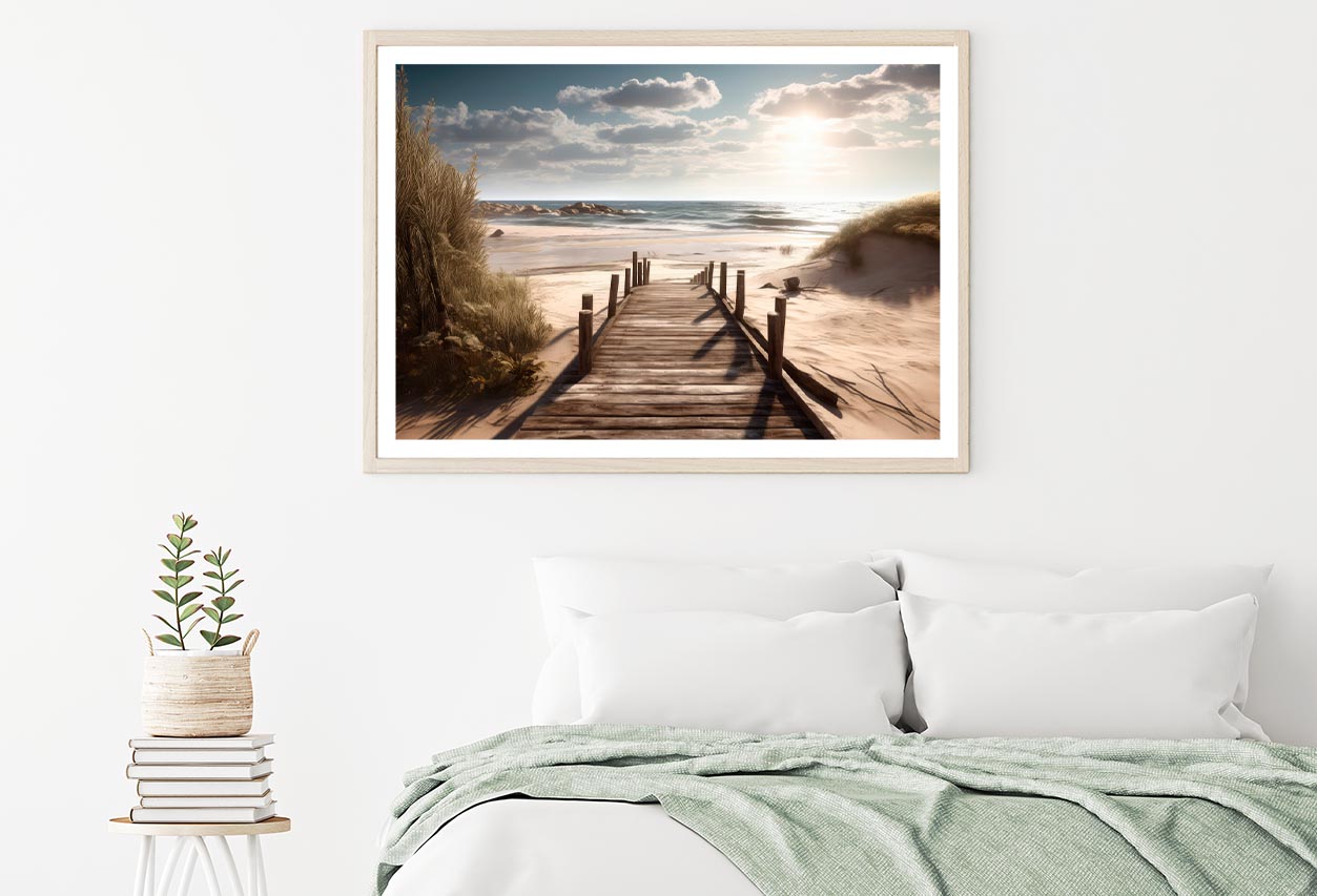 Wooden Pier on Ocean or Sea, Home Decor Premium Quality Poster Print Choose Your Sizes