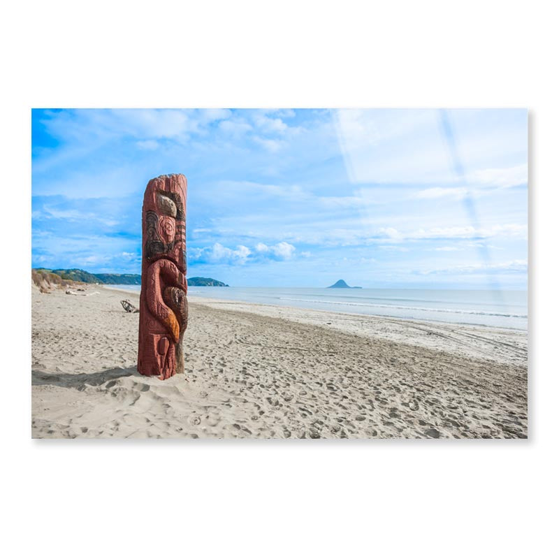 Driftwood Totem on Dunes at Ohope, Bay Off Plenty, New Zealand Acrylic Glass Print Tempered Glass Wall Art 100% Made in Australia Ready to Hang