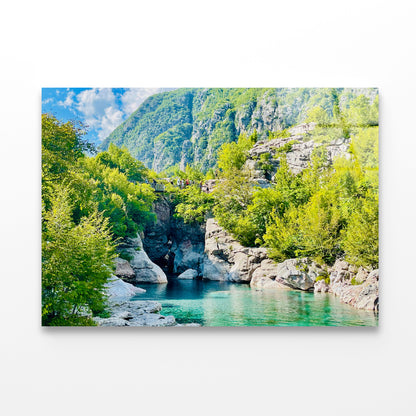 A River Surrounded By Trees and Rocks Acrylic Glass Print Tempered Glass Wall Art 100% Made in Australia Ready to Hang