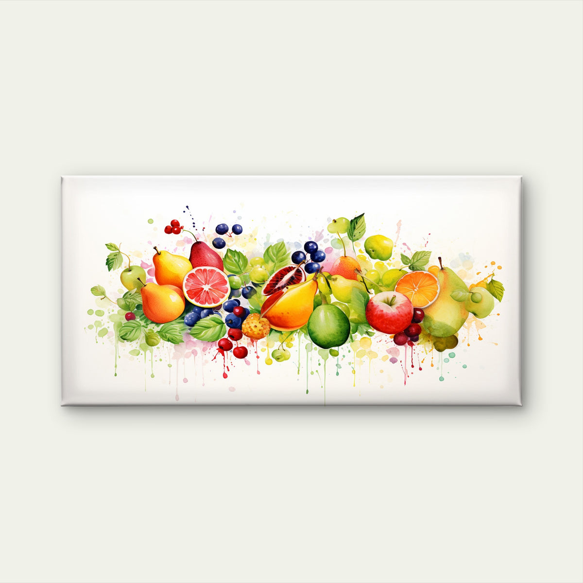 Fresh Harvest Fruit Watercolor Wall Art Canvas Office Home Room Framed 120x60cm