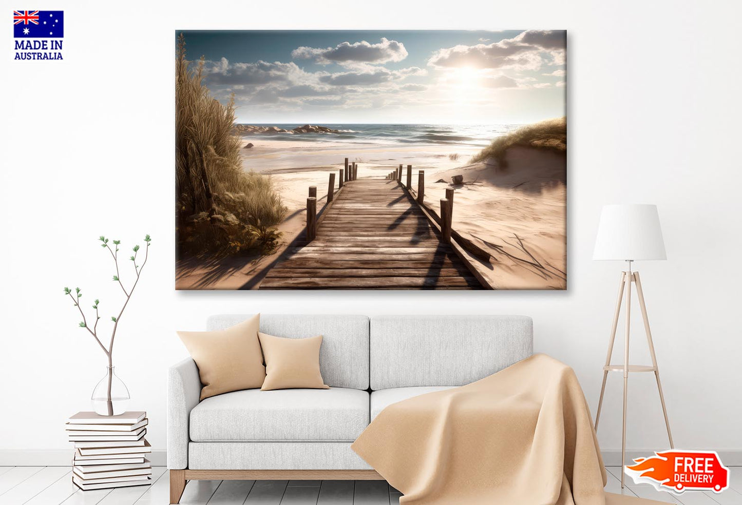 Wooden Pier on Ocean or Sea,  Wall Art Decor 100% Australian Made