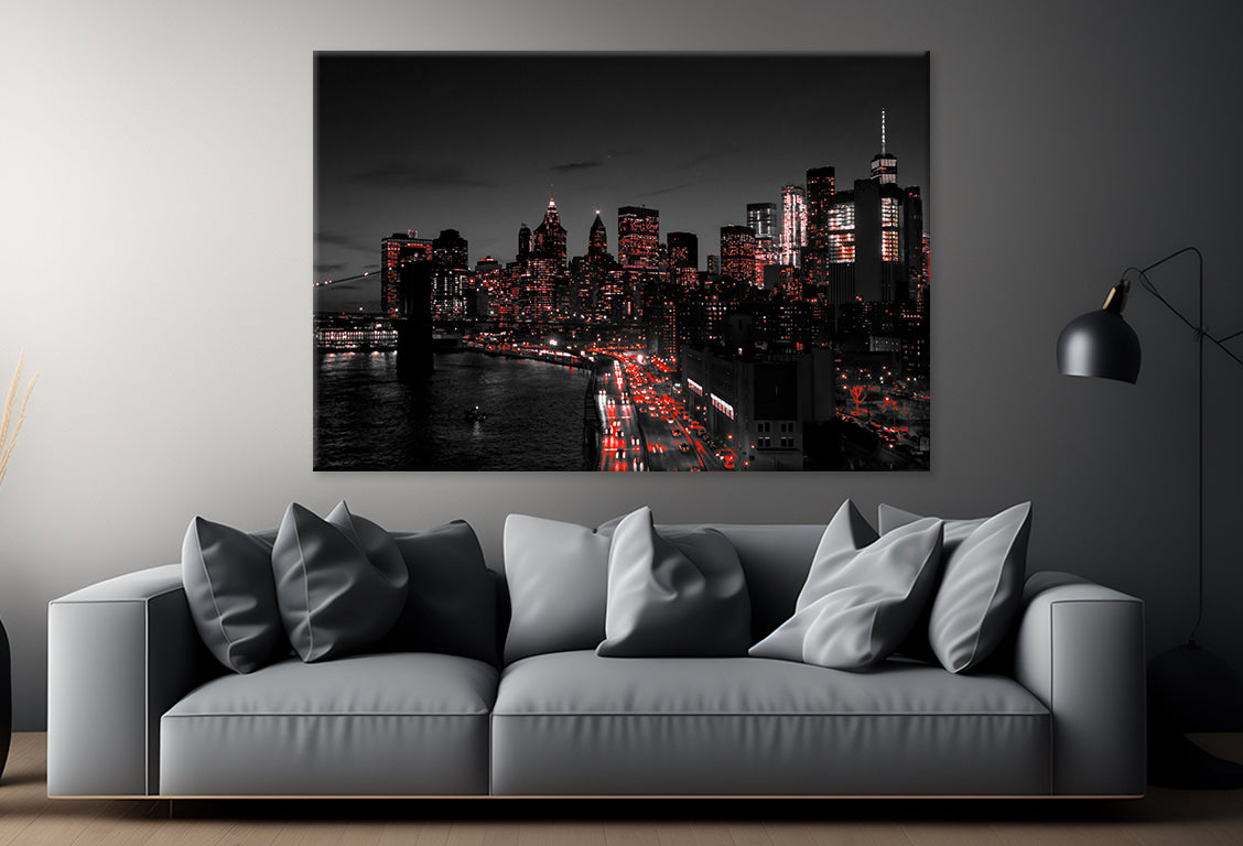 New York City B&W Skyline Wall Art Decor 100% Australian Made