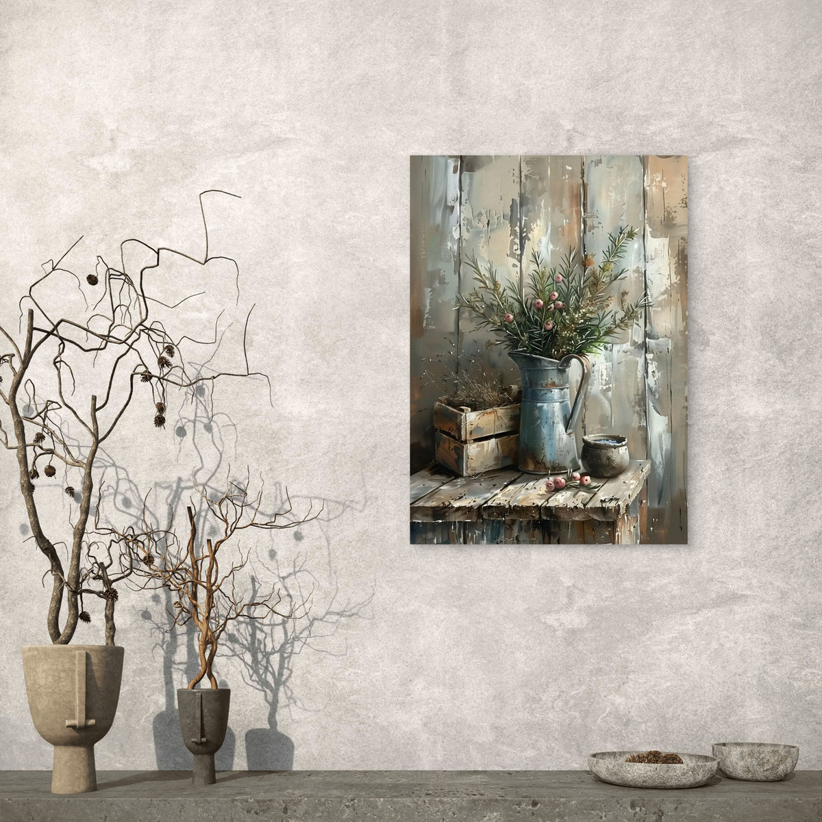Rustic Rosemary and Berries 60x90cm Metal Print Ready to Hang