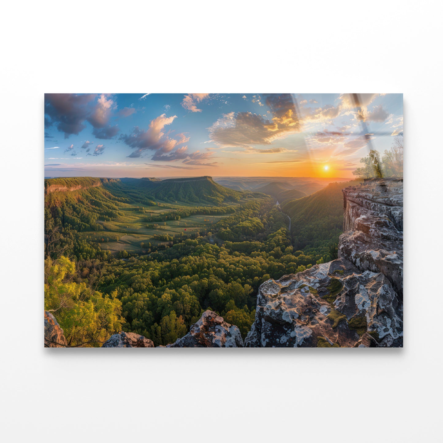 Trees and Hills, Sky View Acrylic Glass Print Tempered Glass Wall Art 100% Made in Australia Ready to Hang