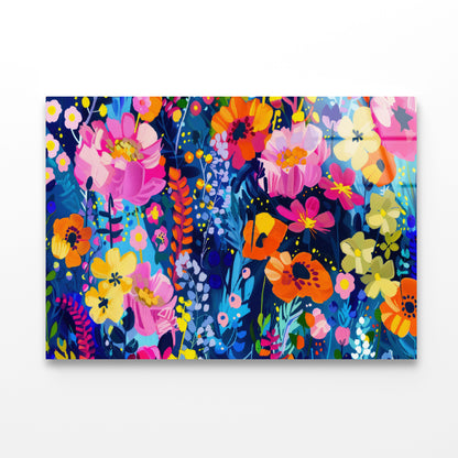 Colorful and Abstract Design with a Flower Acrylic Glass Print Tempered Glass Wall Art 100% Made in Australia Ready to Hang