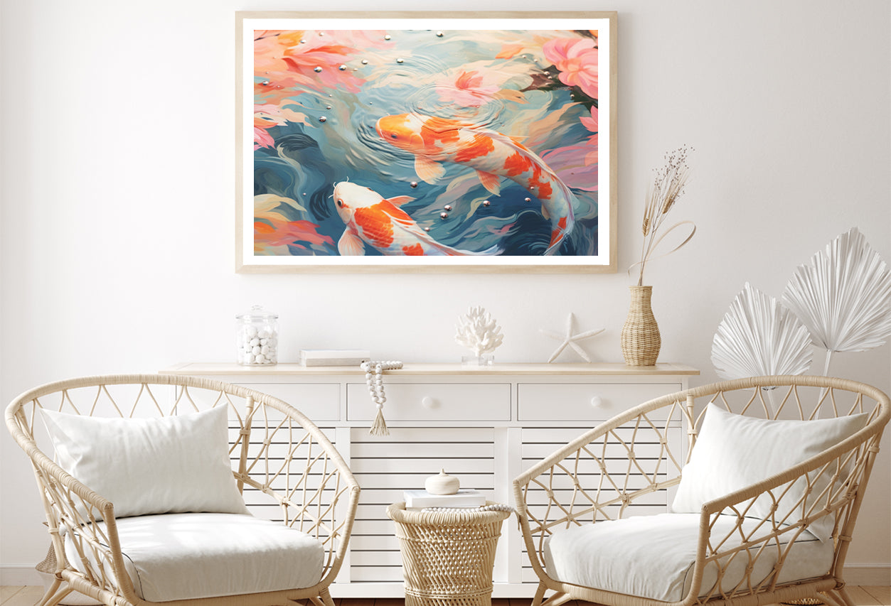 Painting Of a Group of Fish Swimming In Water Home Decor Premium Quality Poster Print Choose Your Sizes