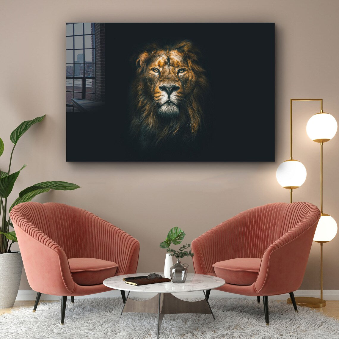 Lion on Dark Closeup UV Direct Aluminum Print Australian Made Quality