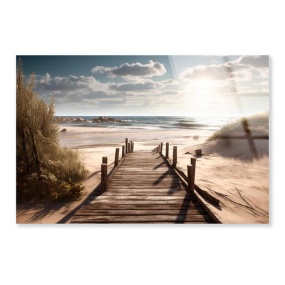 Wooden Pier on Ocean or Sea  Acrylic Glass Print Tempered Glass Wall Art 100% Made in Australia Ready to Hang