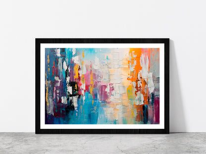 Abstract Colorful Chaotic Blend Of Acrylic Glass Framed Wall Art, Ready to Hang Quality Print With White Border Black